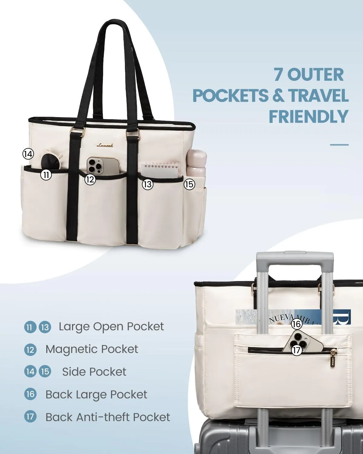 LOVEVOOK Work Tote Bag for Women, Laptop Bag for Women, Teacher Tote Bag Nurse Bag, Utility Bag For Work/Travel/College/Daily, Professional Computer Purse Large Handbag With Multi Pockets