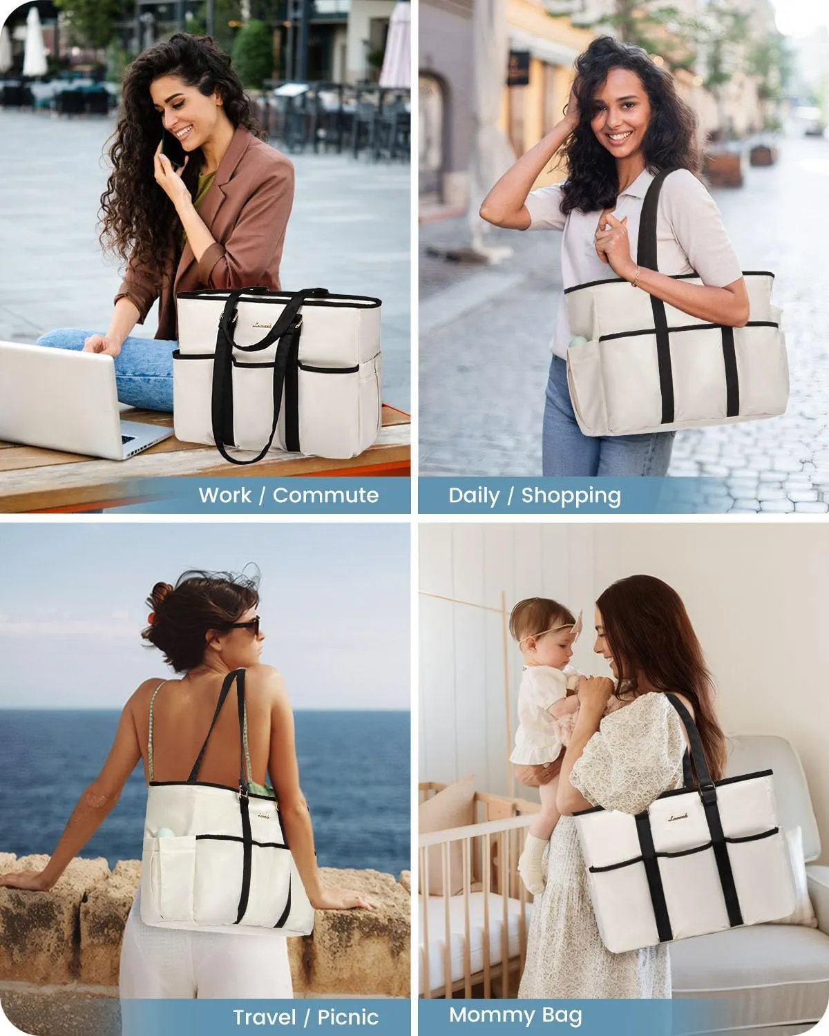 LOVEVOOK Work Tote Bag for Women, Laptop Bag for Women, Teacher Tote Bag Nurse Bag, Utility Bag For Work/Travel/College/Daily, Professional Computer Purse Large Handbag With Multi Pockets