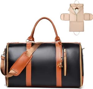 Luux Travel Bags for Women,Men,Folding Roomiest Carry on Travel Bag,Convertable Garment Duffle Bag,Waterproof, Scratch-Resistant, Wear-Resistant, Large Capacity (Black)