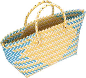 MAGICLULU 1Pc Handwoven Plastic Bag Casual Striped Design Large Capacity Tote for Shopping and Daily Use Stylish Lightweight Beach and Gym Bag present for Women Water