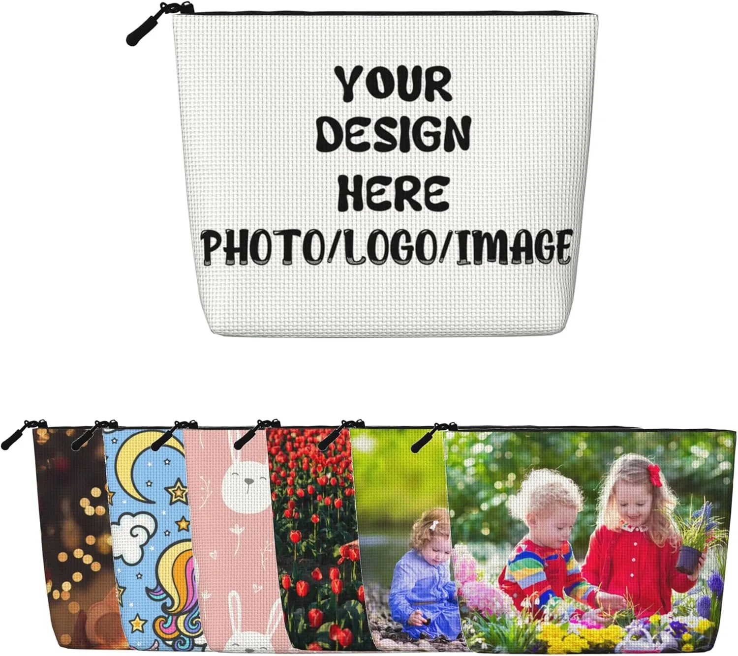 Makeup Bag Add Your Own Photo Text Personalized Cosmetic Bags Lightweight Travel Makeup Bags Gifts For Girlfriend/Women