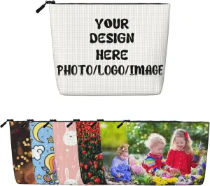 Makeup Bag Add Your Own Photo Text Personalized Cosmetic Bags Lightweight Travel Makeup Bags Gifts For Girlfriend/Women