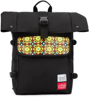 Manhattan Portage MP X Visit Sicily Silvercup Backpack With Roll Top Closure Spacious Compartment Laptop Sleeve Water Resistant In Cordura (Black)