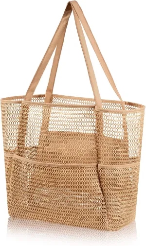 Mesh Beach Tote Bag, Extra Large Shoulder Bag for Women, Pool Bag for Shopping, Travel & Vacation