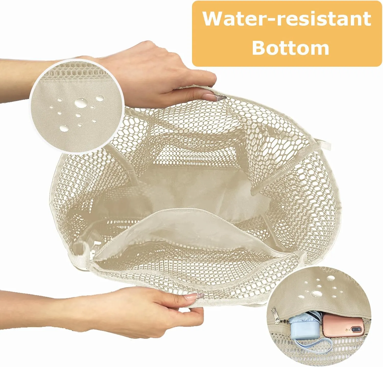 Mesh Beach Tote Bags for Women Sandproof Large Shoulder Pool Swimming Bag Summer Vacation Essentials Inner Pocket