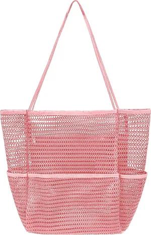 Mesh Beach Tote Bags for Women Sandproof Large Shoulder Pool Swimming Bag Summer Vacation Essentials Inner Pocket