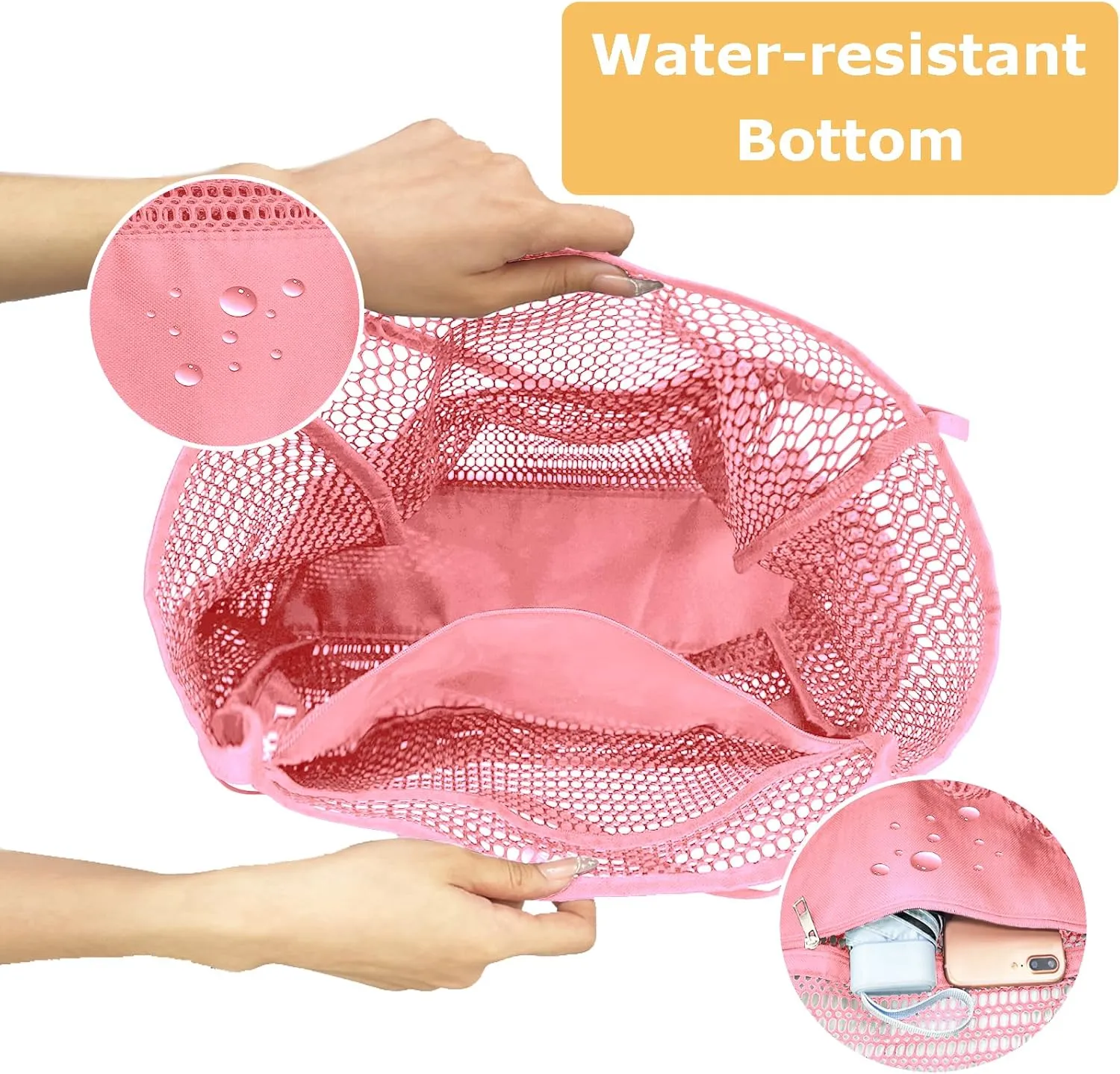 Mesh Beach Tote Bags for Women Sandproof Large Shoulder Pool Swimming Bag Summer Vacation Essentials Inner Pocket