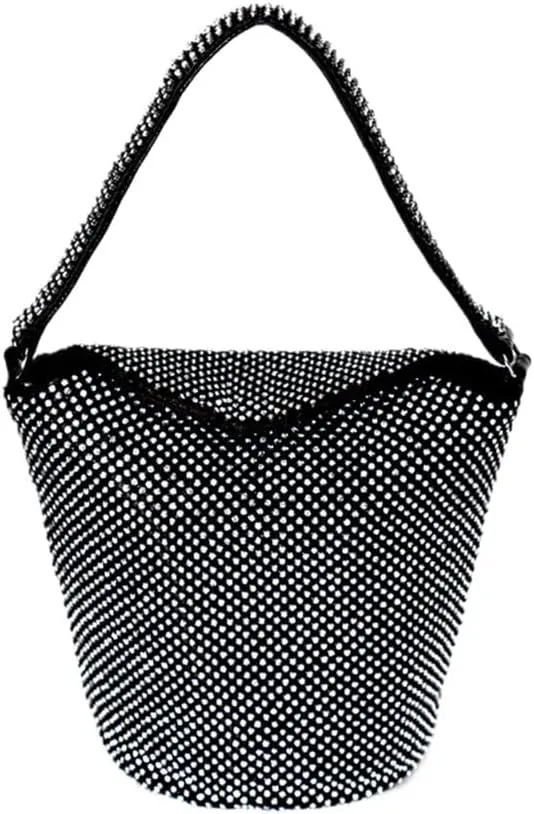 Mini Diamond Shining Bucket Evening Bag Chic Shoulder Bag Handle Crossbody Tote for Parties