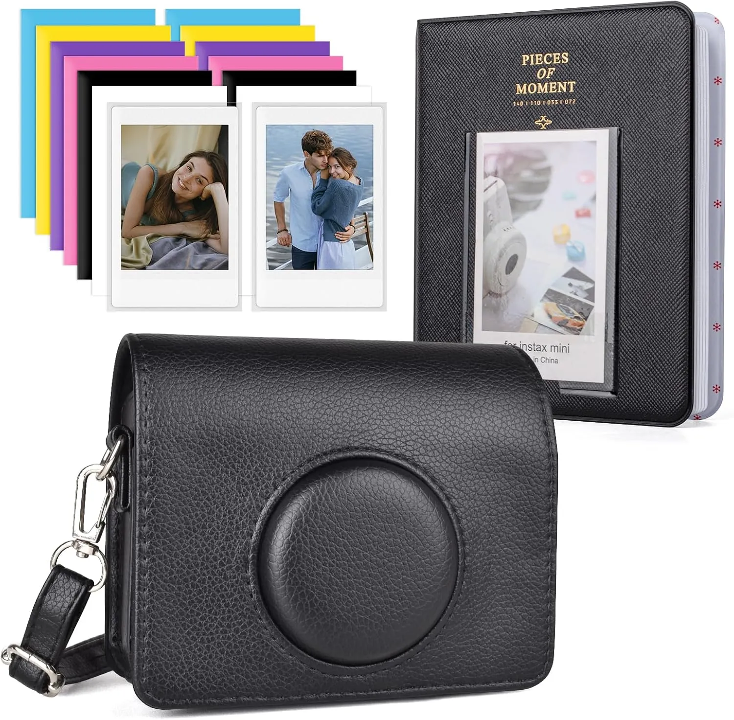 Mini Evo Protective Case and Accessories for Fujifilm Instax Mini Evo Instant Camera - Black Case with Album and Shoulder Strap