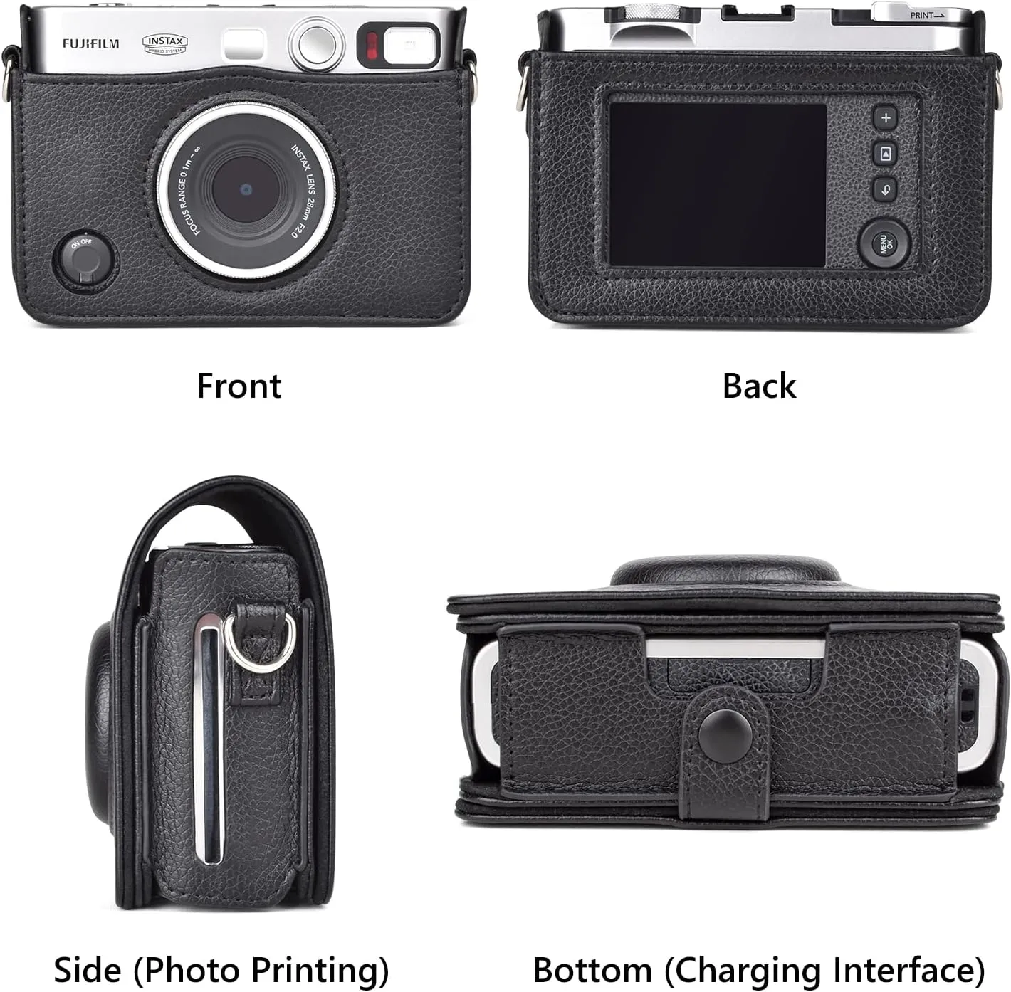 Mini Evo Protective Case and Accessories for Fujifilm Instax Mini Evo Instant Camera - Black Case with Album and Shoulder Strap