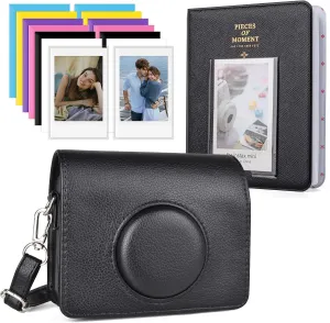 Mini Evo Protective Case and Accessories for Fujifilm Instax Mini Evo Instant Camera - Black Case with Album and Shoulder Strap