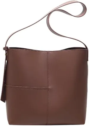 Mudono Shoulder Bag for Women Minimalist Bucket Bag Spacious Tote Handbag Everyday Commuter Bag with Zipper Cosmetic Pouch