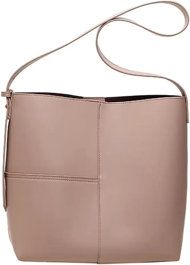 Mudono Shoulder Bag for Women Minimalist Bucket Bag Spacious Tote Handbag Everyday Commuter Bag with Zipper Cosmetic Pouch