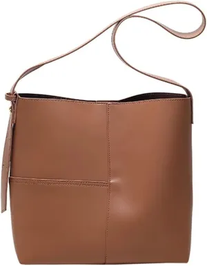 Mudono Shoulder Bag for Women Minimalist Bucket Bag Spacious Tote Handbag Everyday Commuter Bag with Zipper Cosmetic Pouch