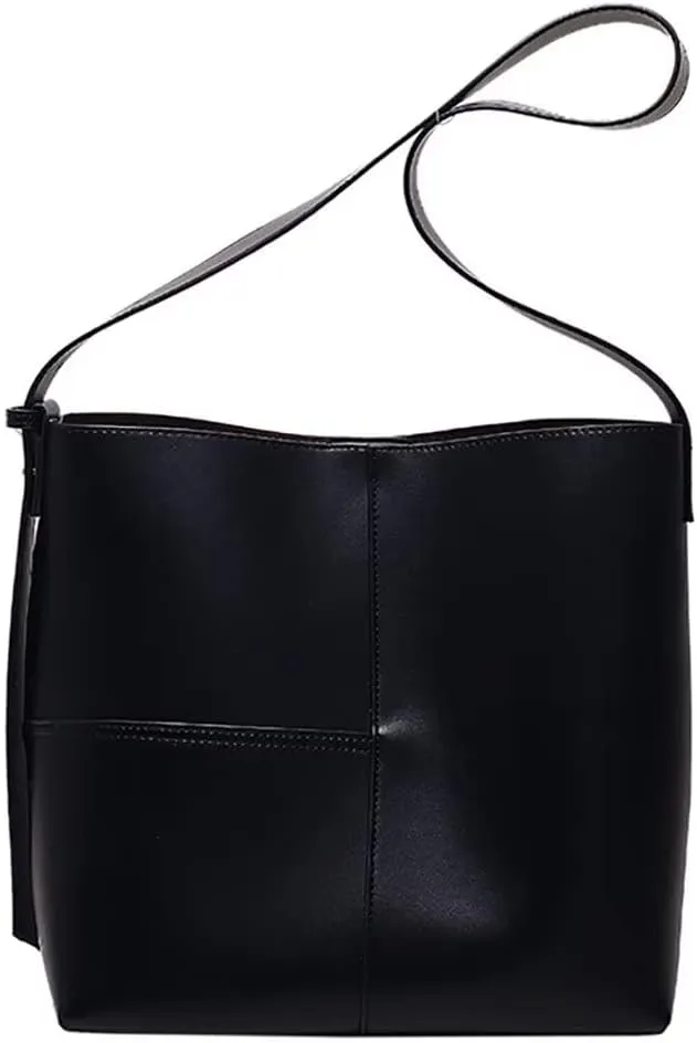 Mudono Shoulder Bag for Women Minimalist Bucket Bag Spacious Tote Handbag Everyday Commuter Bag with Zipper Cosmetic Pouch