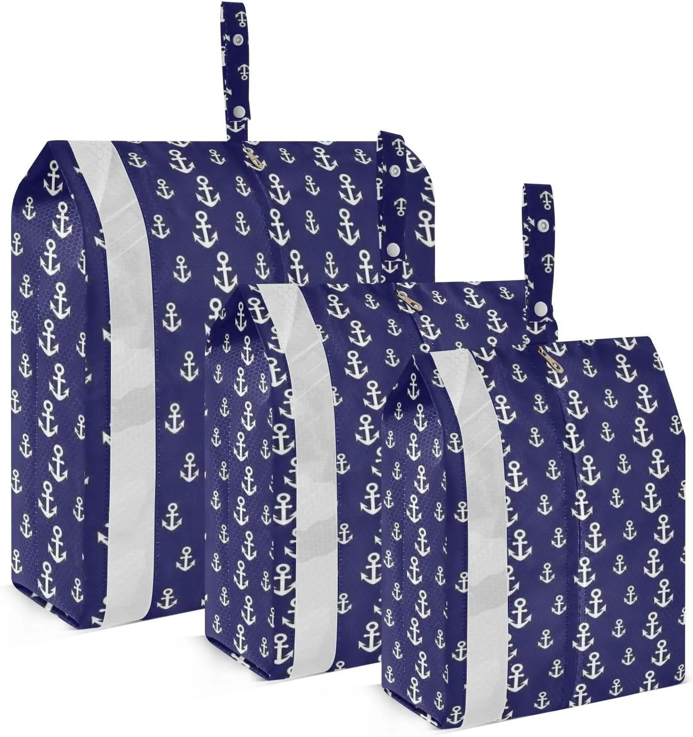 Nautical Anchor Blue Packing Cubes Set of 3, Lightweight Travel Luggage Organizers Foldable Bags for Easy Packing and Organization
