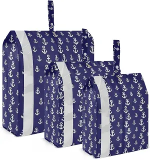 Nautical Anchor Blue Packing Cubes Set of 3, Lightweight Travel Luggage Organizers Foldable Bags for Easy Packing and Organization