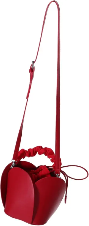 NOLITOY Body Bag for Women Unique Petal Design Bucket Bag Drawstring Handbag Women's Mini Handbag Fake Leather Stylish for Parties