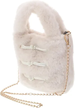 NOLITOY Chic Shoulder Bag Women's Plush Handbag Vintage Bucket Bag Design Furry Tote for Women for Winter