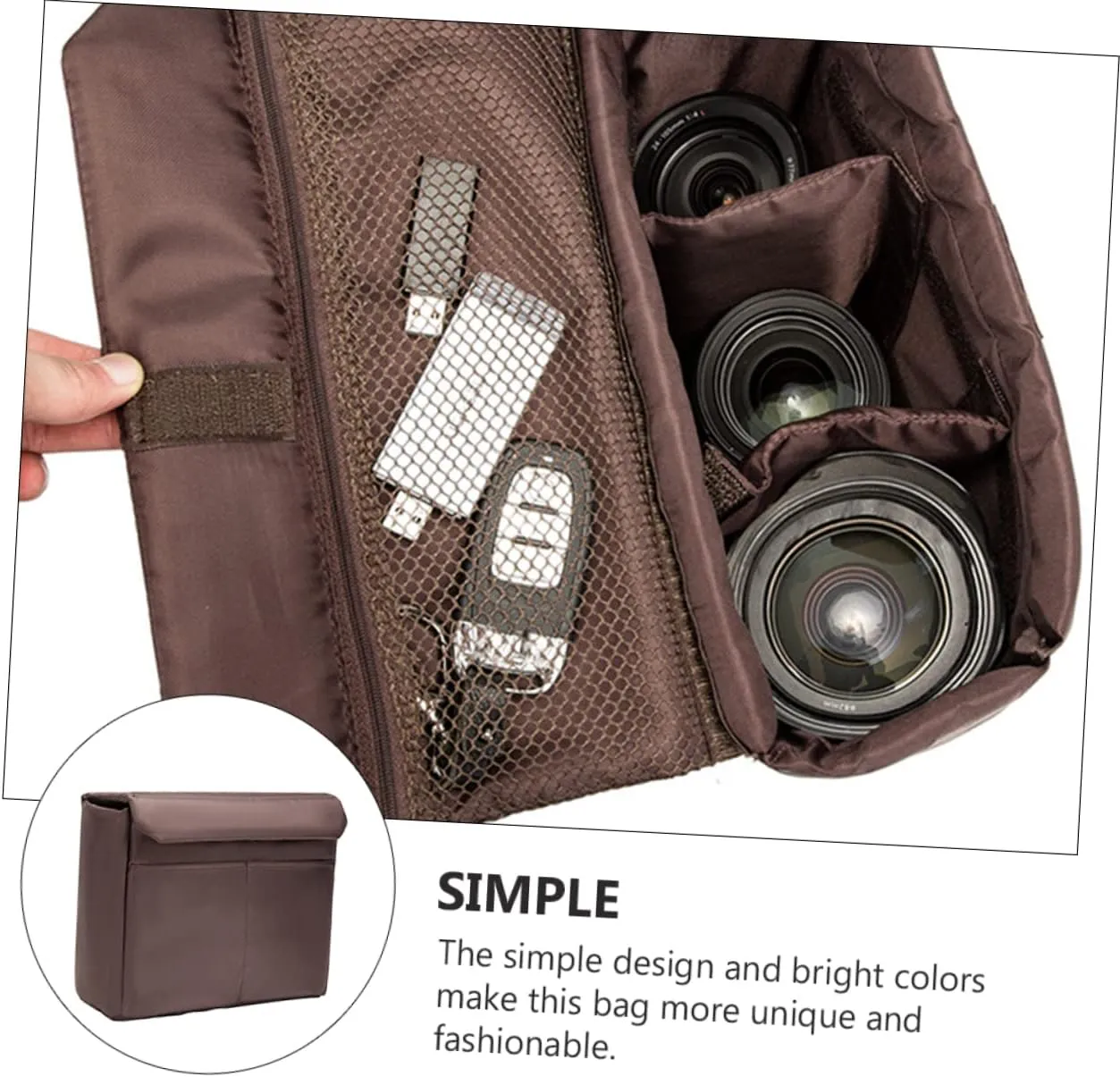 NUOBESTY 1pc Professional Camera Storage Bag with Durable Material Extra Pockets for Accessories Suitable for DSLR and Lens Wine