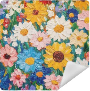 Oil Painting Flowers White Magic Self-Adhesive Cloth Protective Camera Lens Wrapper for Photographers Anti-scratch Dustproof Equipment Wrap for Camera Lens DSLR Accessories (21.7" x 21.7")