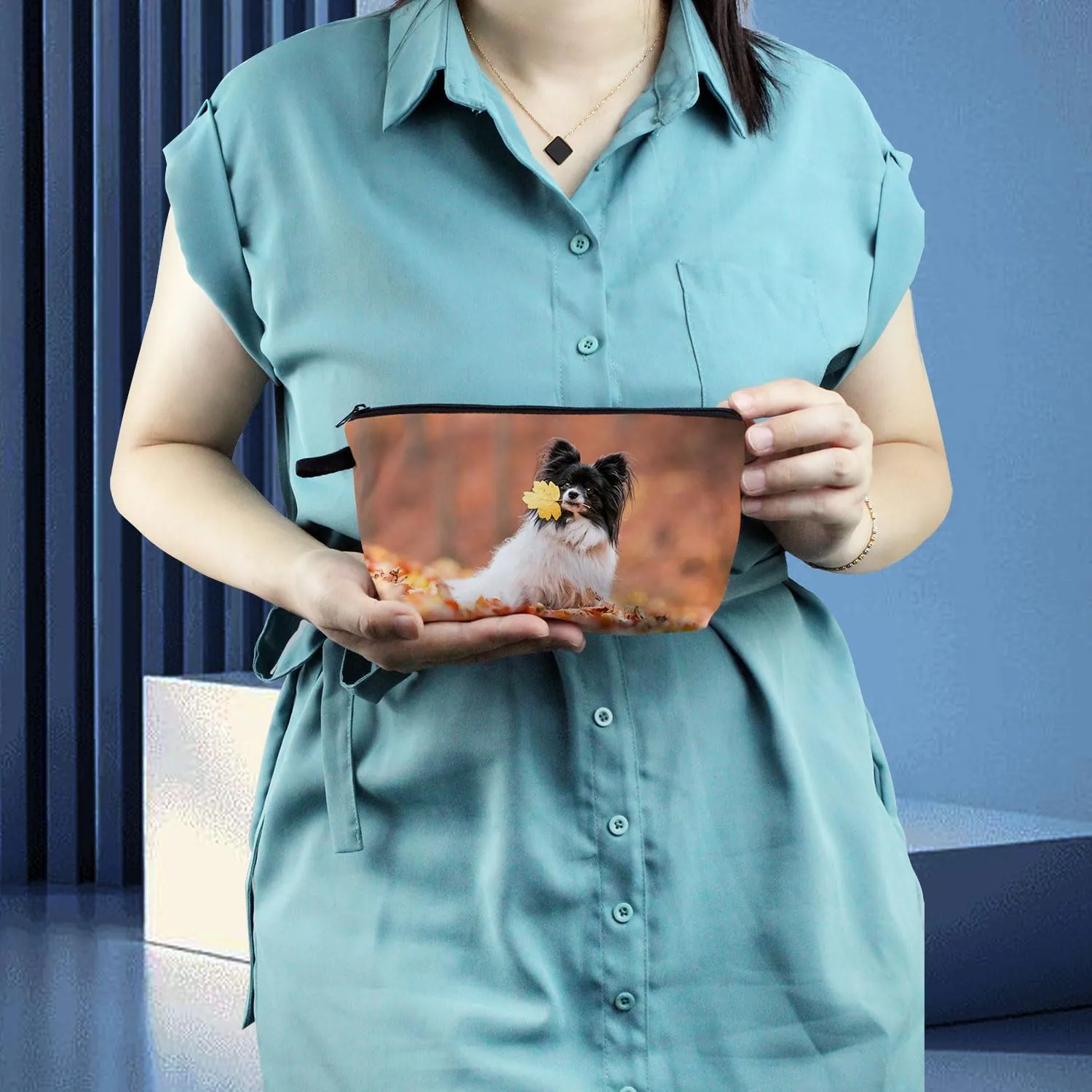 Papillon Makeup Bag Papillon Puppy Organizer Bag Travel Toiletry Zipper Pouch Adorable Papillon Cosmetic Bag Birthday Present for Dog Lovers Papillon Mom Women