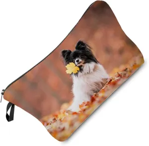 Papillon Makeup Bag Papillon Puppy Organizer Bag Travel Toiletry Zipper Pouch Adorable Papillon Cosmetic Bag Birthday Present for Dog Lovers Papillon Mom Women