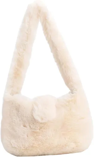 PartyKindom Capacity Plush Handbag for Stylish All Match Winter Single Shoulder Bag for Outdoor Use Phone Storage