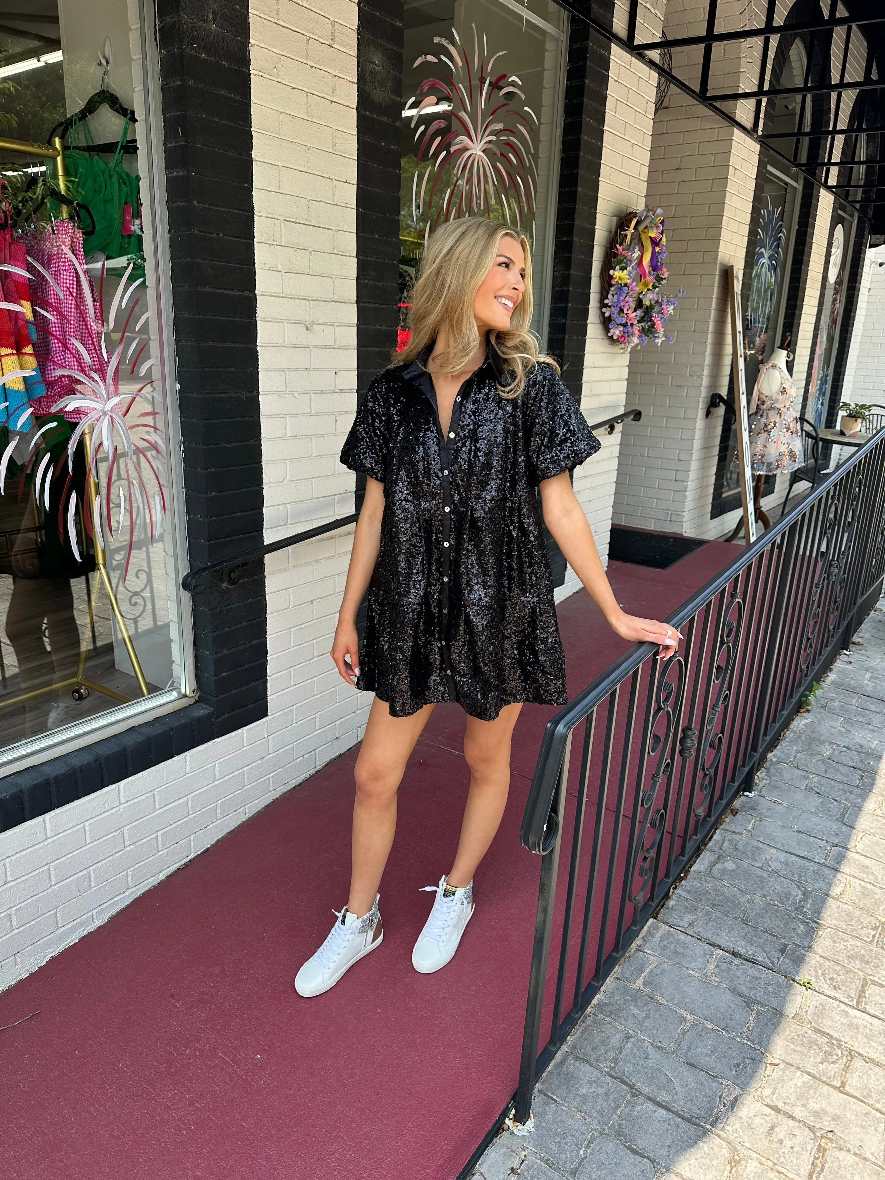 PE Collar Sequin Dress