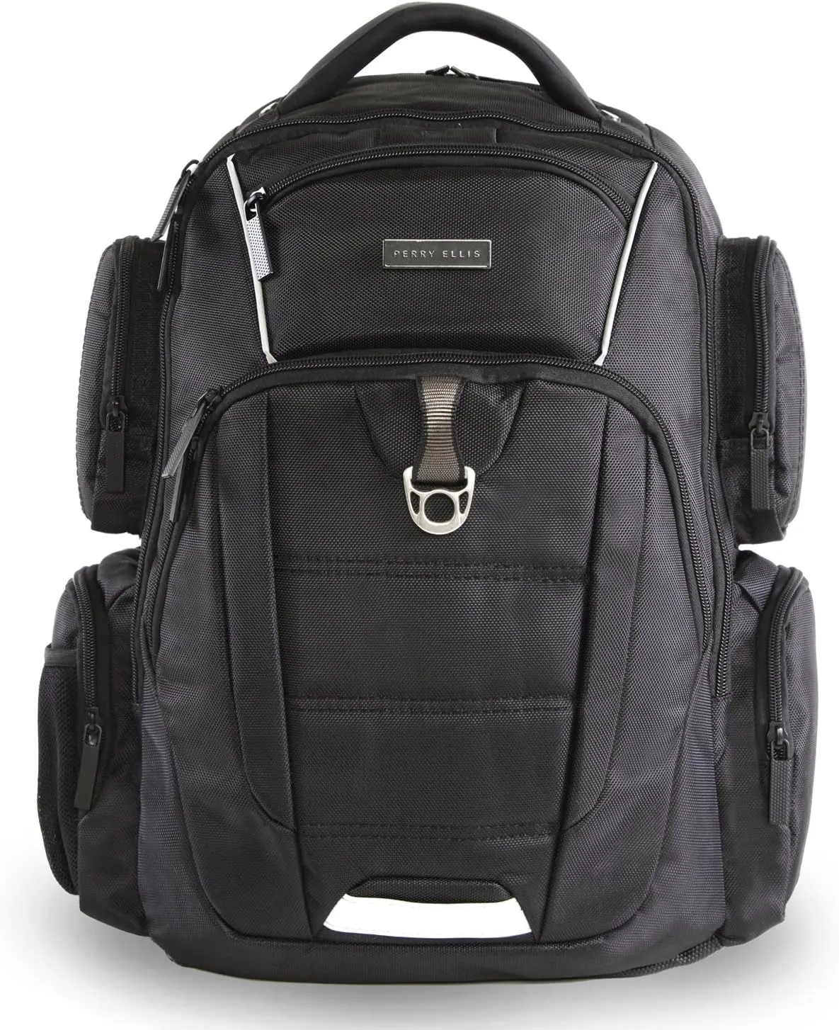 Perry Ellis Men's 9-Pocket Business Professional Laptop Backpack-P350, Black, One Size