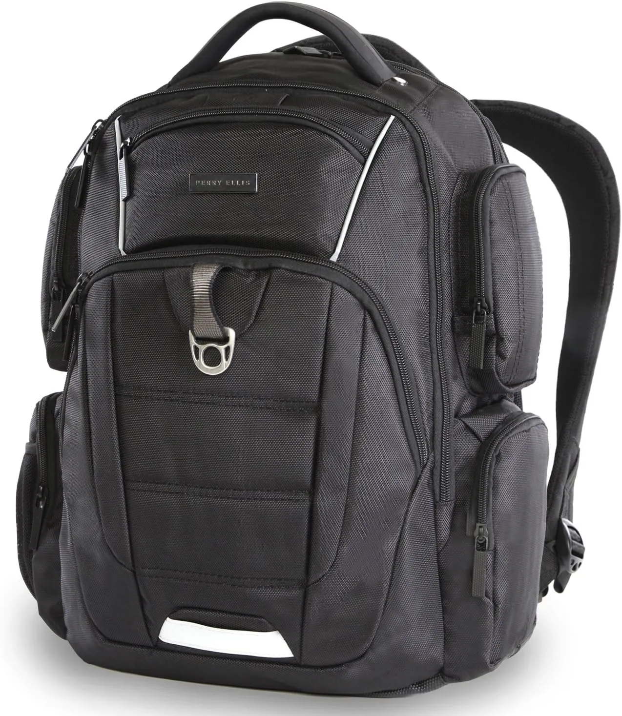 Perry Ellis Men's 9-Pocket Business Professional Laptop Backpack-P350, Black, One Size