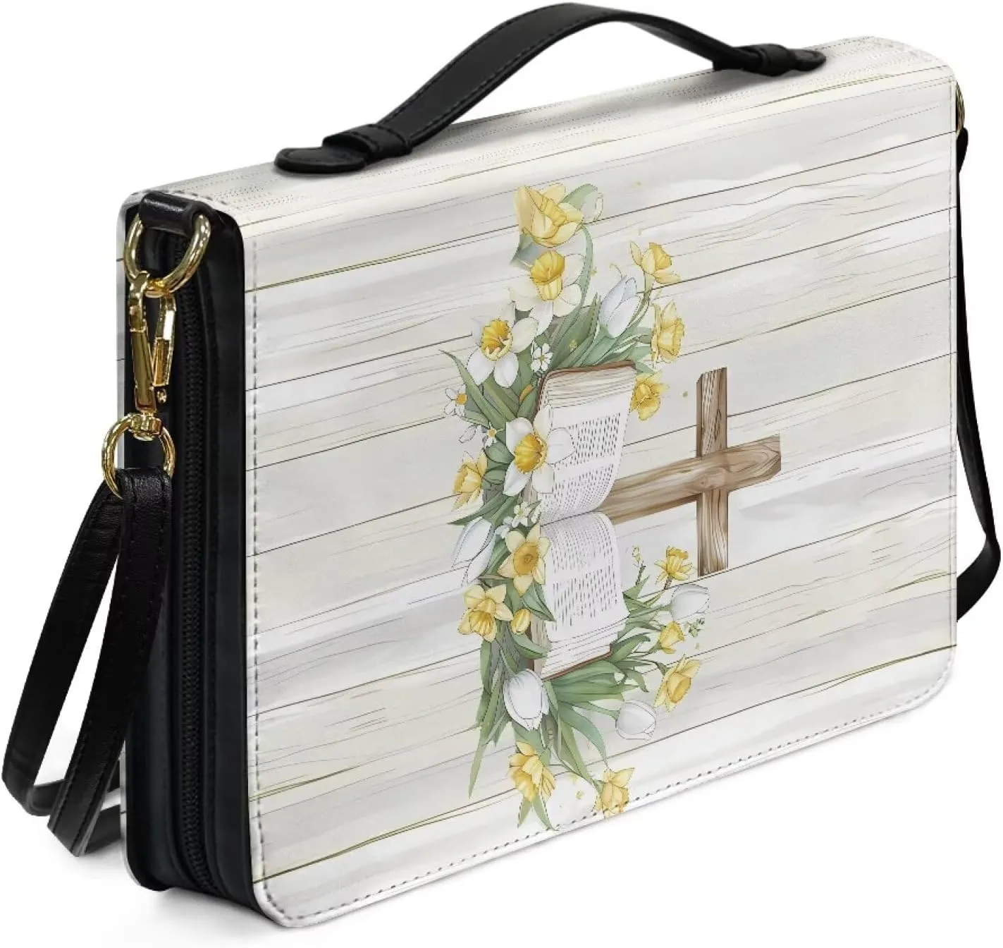 Personalized PU Bible Cover with Strap Church Book Cover,Custom Carrying Bible Case Bible Protective