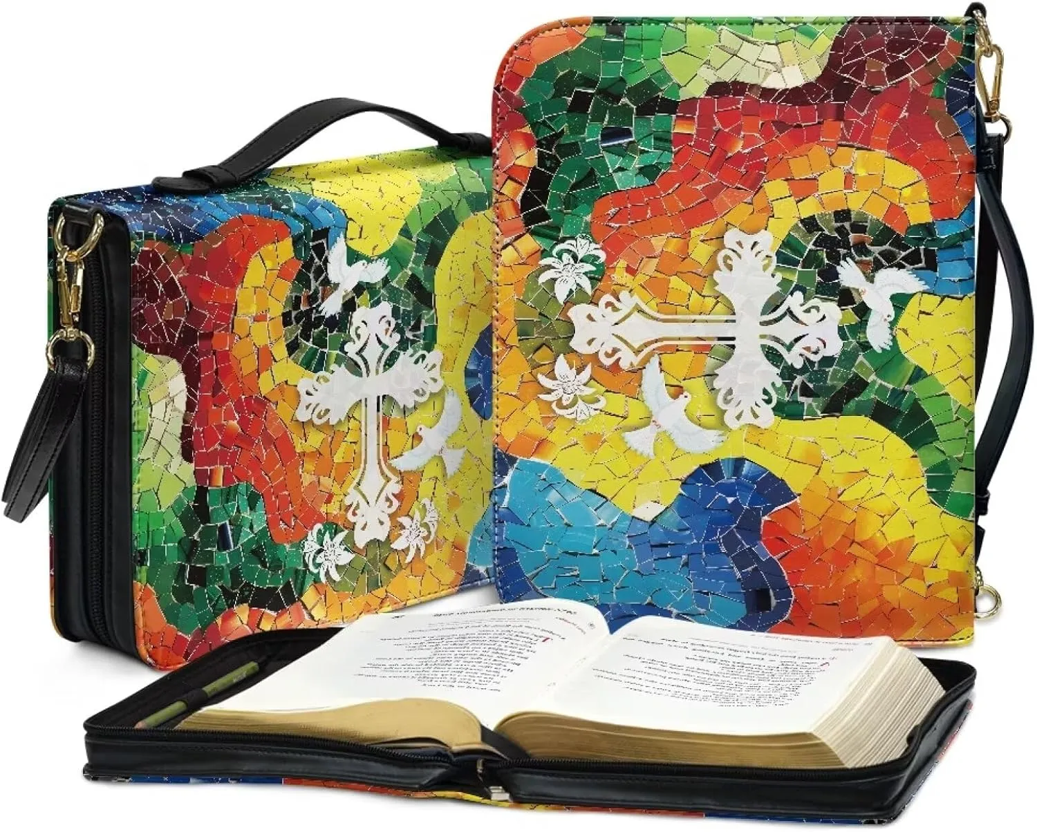 Personalized PU Bible Cover with Strap Church Book Cover,Custom Carrying Bible Case Bible Protective