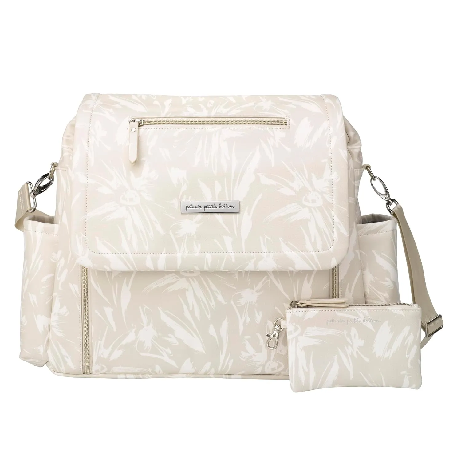 Petunia Pickle Bottom Boxy Backpack Deluxe, Diaper Bag for Parents, Stylish Baby Bag, Spacious Backpack for On-The-Go Moms (Linen Blossoms)
