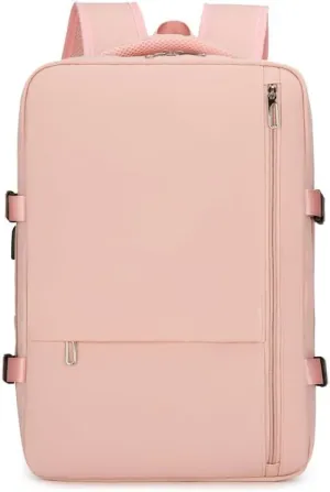 Pink Laptop Backpack for Men and Women, Professional Computer Bag, Waterproof Work Bags with USB Port, Backpack, Anti Theft Laptop Charging Port, Water Resistant, Approved