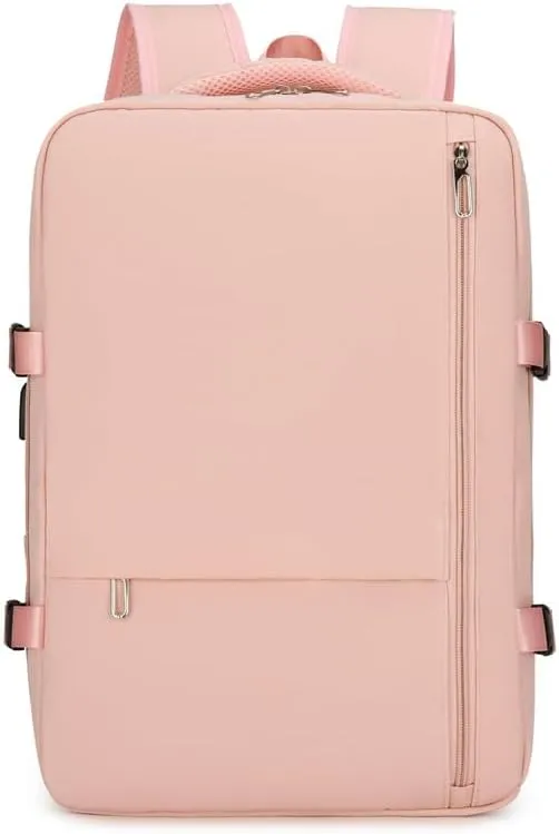 Pink Laptop Backpack for Men and Women, Professional Computer Bag, Waterproof Work Bags with USB Port, Backpack, Anti Theft Laptop Charging Port, Water Resistant, Approved