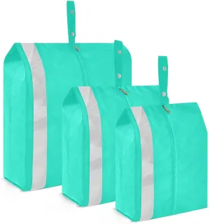 Plain Aqua Solid Color Packing Cubes Set of 3, Lightweight Travel Luggage Organizers Foldable Bags for Easy Packing and Organization