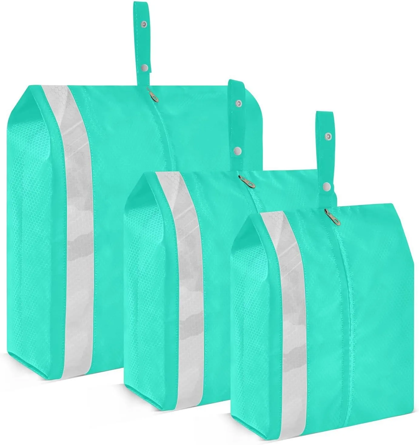 Plain Aqua Solid Color Packing Cubes Set of 3, Lightweight Travel Luggage Organizers Foldable Bags for Easy Packing and Organization