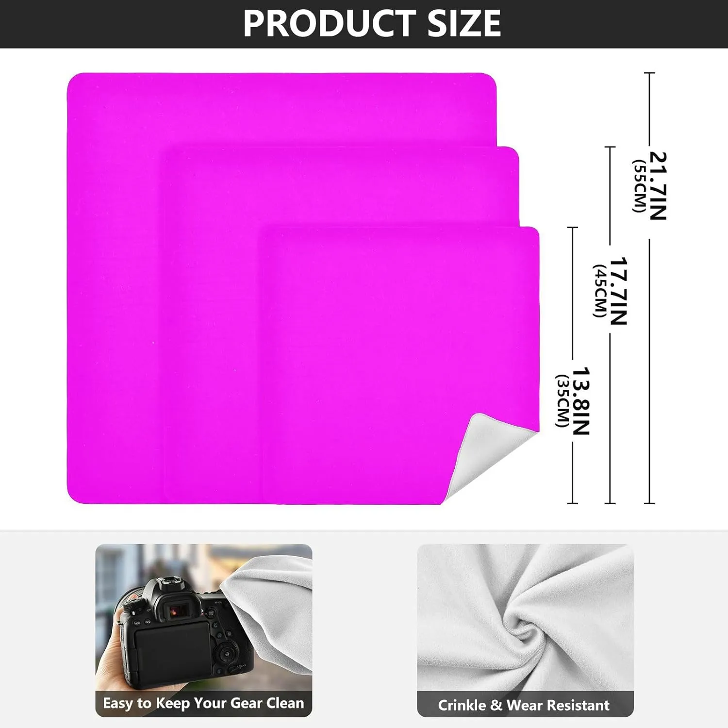 Plain Bright Purple Solid Color Camera Protective Wrap, Anti-scratch Lens Protector Wrapper, Magic Self-Adhesive Cloth for Cameras/DSLR/Laptop/Electronic Accessories, M