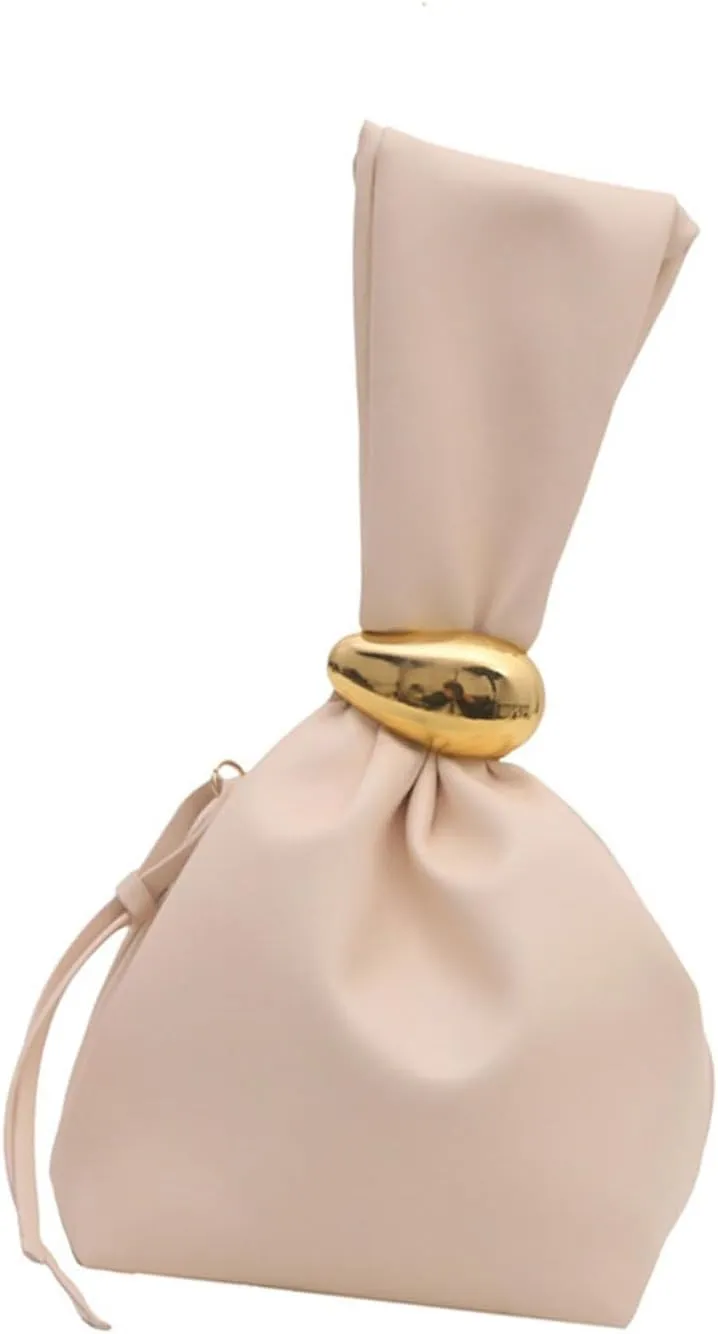 Pleated Bucket Bag for Women Elegant PU Leather Handbag Casual Evening Purse Top Handle Bag with Spacious Interior