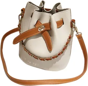 Pleated Bucket Bag for Women Stylish Pu Drawstring Shoulder Bag Storage Compartment for Travel Work Daily Use