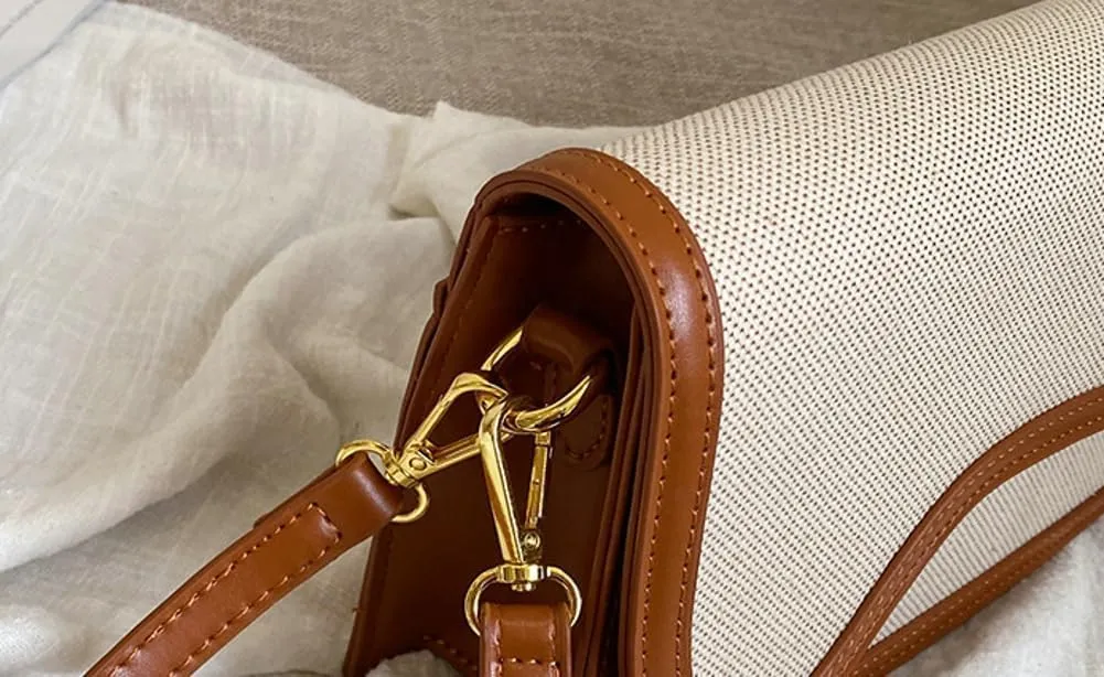 PU and Canvas Bag for Women Trendy Shoulder Purses Handbag Chic Crossbody Hobo Bag with Removable Strap