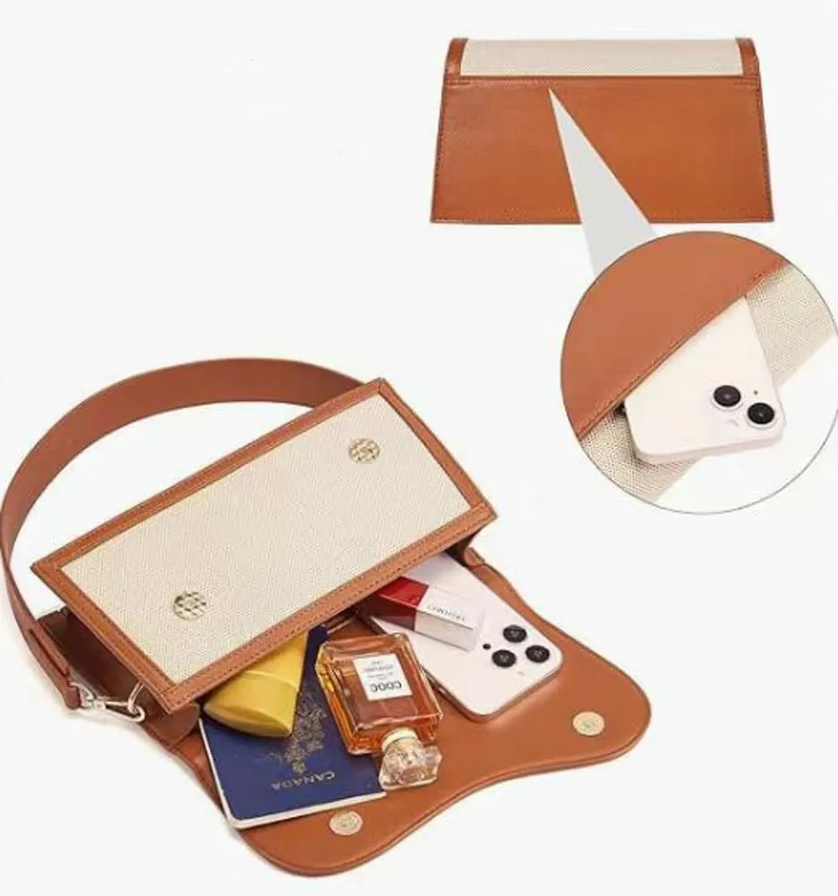 PU and Canvas Bag for Women Trendy Shoulder Purses Handbag Chic Crossbody Hobo Bag with Removable Strap