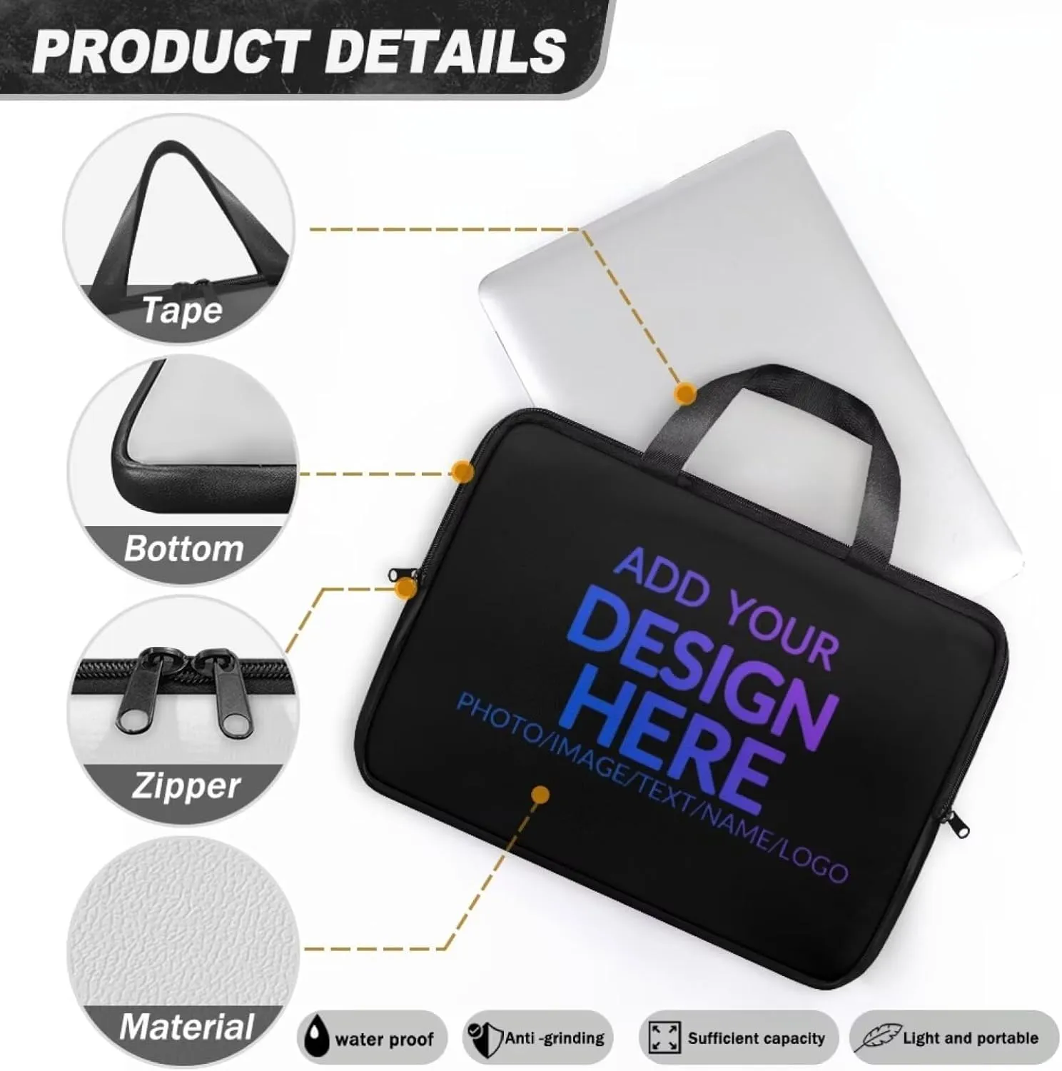 PU Leather Laptop Bag Design for Business Professional Commuter, Protective Sleeve Fits Laptop