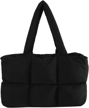 Puffer Tote Bag Puffy Bags for Women Quilted Handbags Lightweight Puffer Shoulder Bag