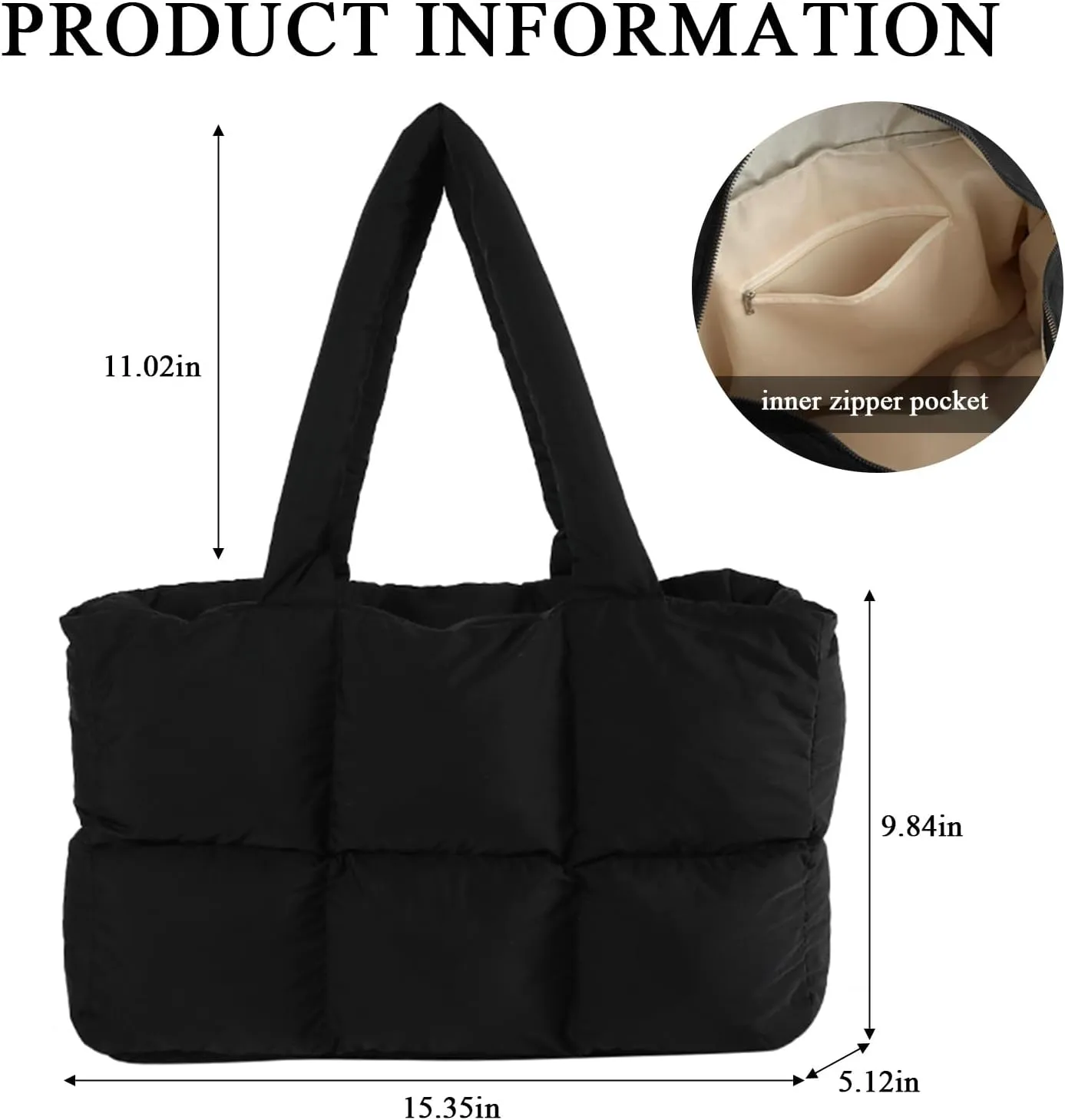 Puffer Tote Bag Puffy Bags for Women Quilted Handbags Lightweight Puffer Shoulder Bag