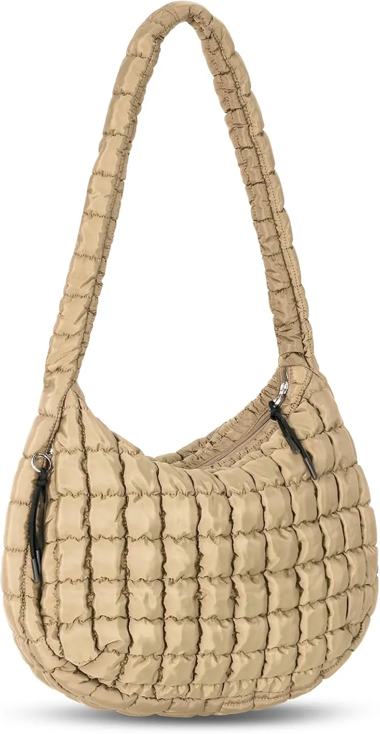 Puffer Tote Bag Quilted Carryall Bag Crossbody Bag Puffy Shoulder Bag for Women Lightweight Hobo Bags