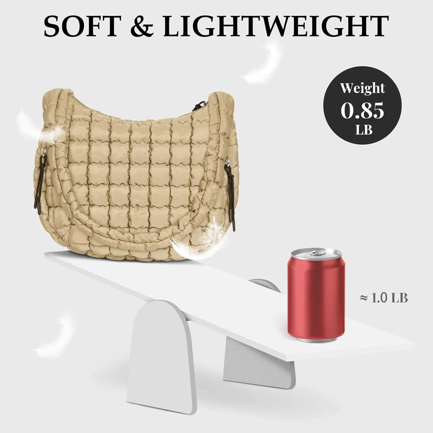 Puffer Tote Bag Quilted Carryall Bag Crossbody Bag Puffy Shoulder Bag for Women Lightweight Hobo Bags