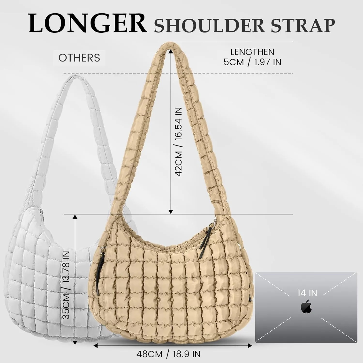Puffer Tote Bag Quilted Carryall Bag Crossbody Bag Puffy Shoulder Bag for Women Lightweight Hobo Bags