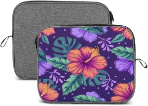Purple Tropical Hibiscus Flower Laptop Sleeve Notebook Computer Pocket Case Tablet Briefcase Carrying Bag Protective Case 13inch